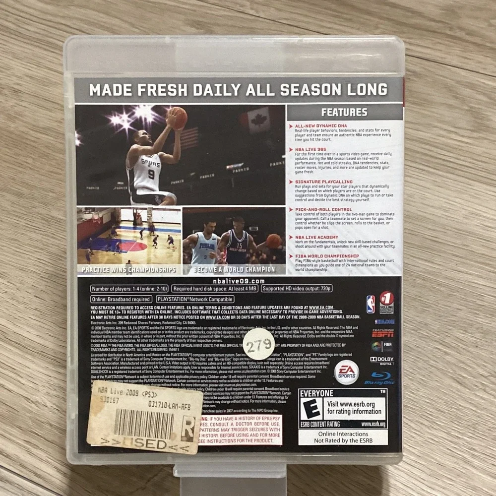 NBA Live 09 Sony PlayStation 3 PS3 Video‎ Game Complete Disc Case Manual
